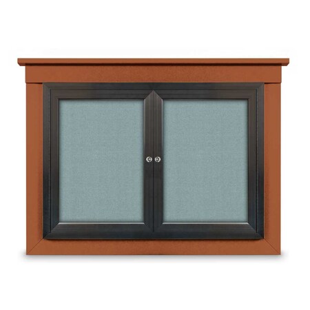United Visual Products 18"x24" 1-Door Enclosed Letterboard, Grey Vinyl/Cherry UV2620O-CHERRY-GREYVL